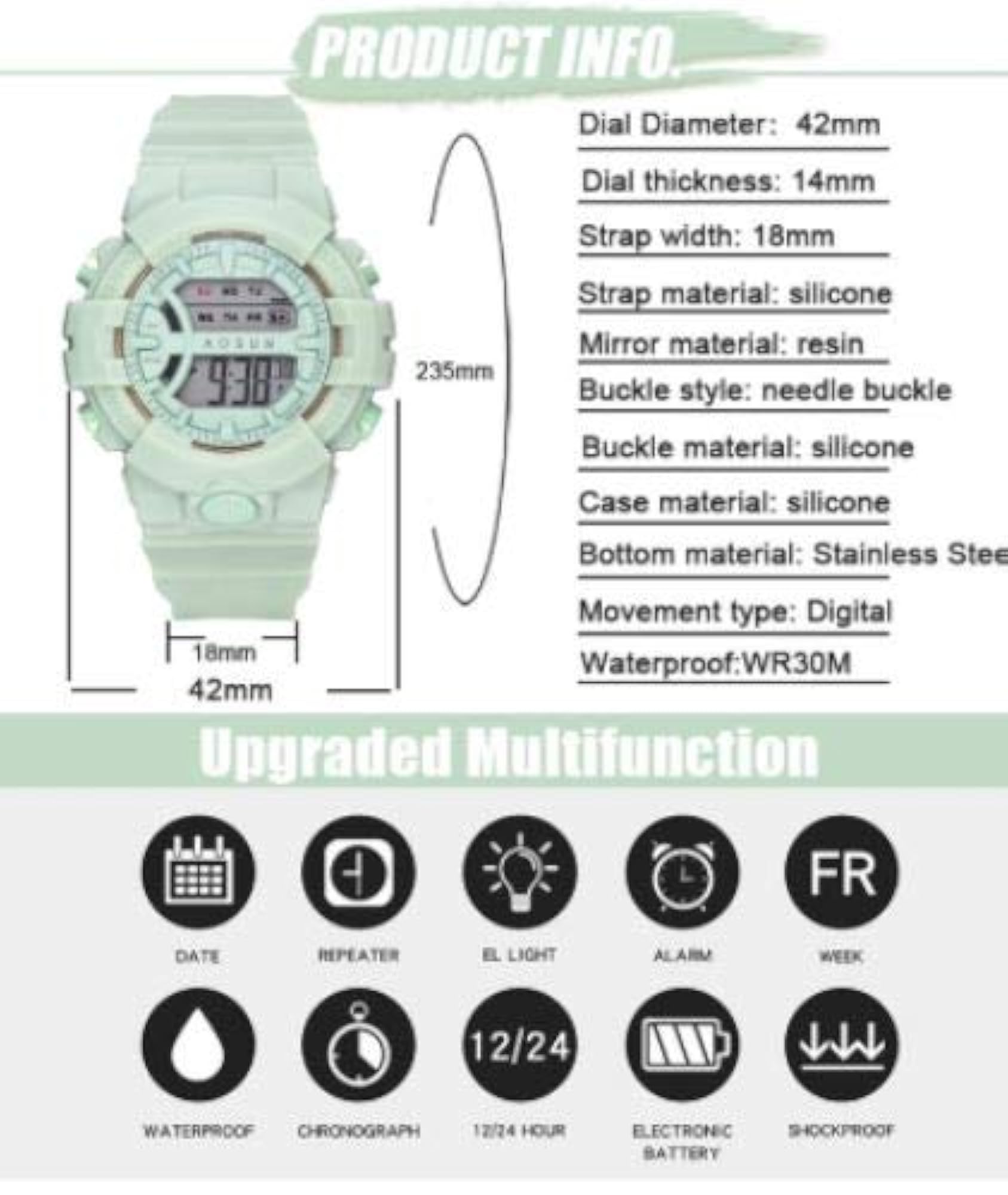 Kids Digital Watch with Pink Dial and Stylish Design