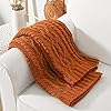 Battilo Caramel Throw Blanket for Couch, Rust Throw, 51" x 67", Super Soft Warm Chenille Cable Knit Blanket Boho Decorative Fall Throw Blanket for Bed, Sofa and Living Room #2
