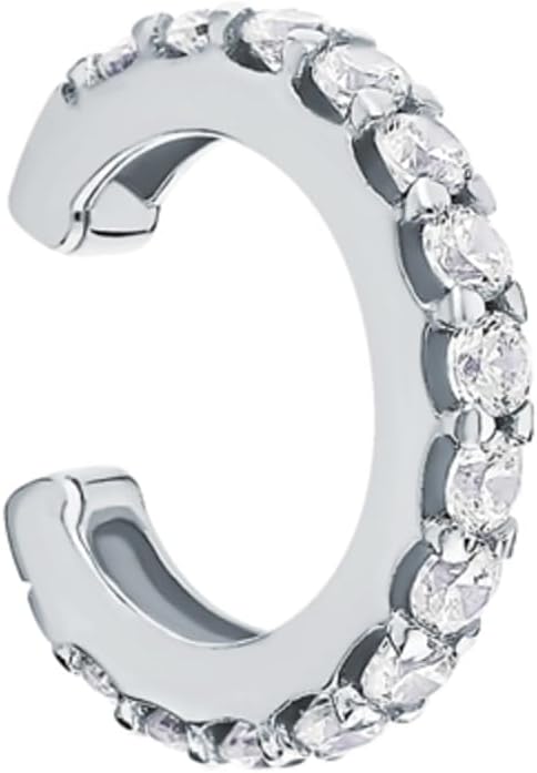 14k Gold Diamond(0.07ct) Ear Cuff, Single Line Wrap Cuff Earring, Non Pierced Conch Earring, Fake Helix Piercing, Dainty Gift for Her.