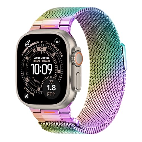 Image of BXUXOHS Milanese Loop for Apple Watch Bands for Men 42mm 41mm 40mm 38mm,Tactical Mecha Strap Military-Grade Design,Magnetic Mesh Metal Wristband for iWatch Series 11 /10 /9 /8 /7 /6 /5 /4 /3 SE /3 /2