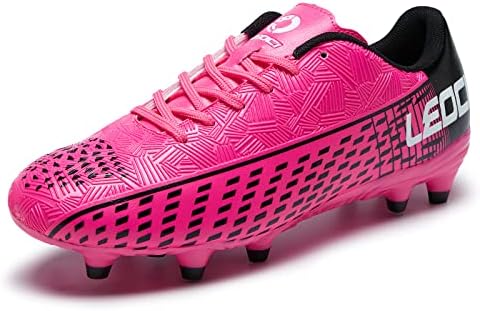 LEOCI Soccer Cleats for Women's and Men's Outdoor Unisex Football Shoes Firm Rugby Boots