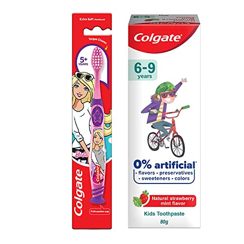 See full amazon price history chart for Colgate Kids Cavity Protection Toothpaste For 6-9 Years, 80G, Natural Strawberry Mint Flavour, 0% Artificial, With Colgate Barbie Extra Soft Bristles Toothbrush (5+ Years) Colgate Kids Cavity Protection Toothpaste For 6-9 Years, 80G, Natural Strawberry Mint Flavour, 0% Artificial, With Colgate Barbie Extra Soft Bristles Toothbrush (5+ Years) (B07YFBZKT8) Amazon Price History, Amazon Price Tracker