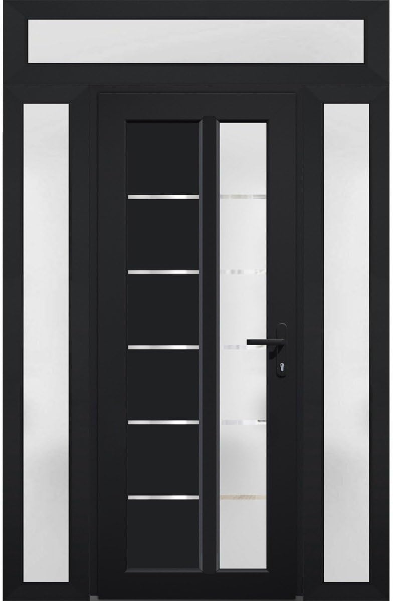VDOMDOORS Front Exterior Prehung Metal-Plastic Double Doors/MANUX 8088 Matte Black/Residential Doors Entrance Patio Garage 72 x 80