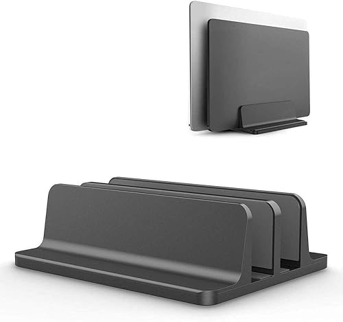 Soporte vertical universal para portátil, soporte ajustable de escritorio dual (hasta 17.3 pulgadas) para portátiles Samsung/HP/Dell/Chrome Book