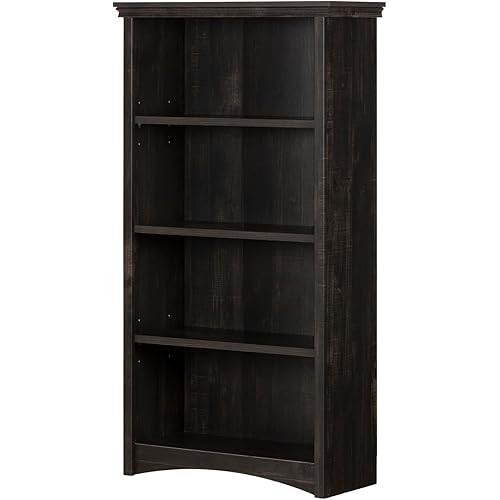 South Shore Gascony 4-Shelf Bookcase-Rubbed Black