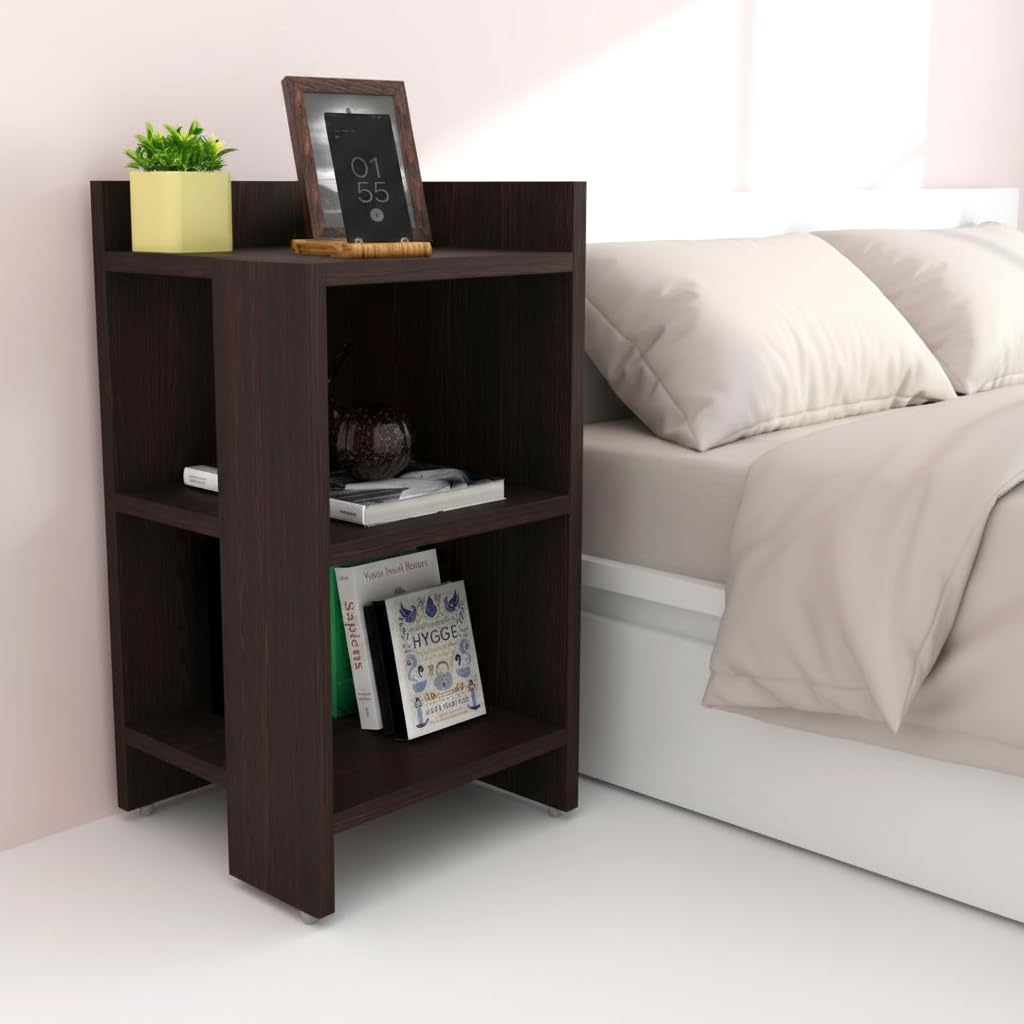 Bedside Table for Bedroom Engineered Wood Corner End Sofa Coffee Table with Storage Modern Decor Organizer Space Saver Shelf -DIY Furniture for Bedroom, Living Room Home (Wenge Finish)