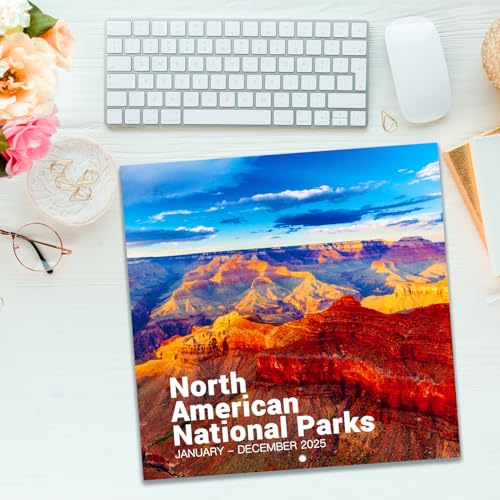 2025 Wall Calendar - National Parks Wall Calendar 2025, January 2025 - December 2025, 12\" x 24\" (Open), Hanging Hook, Blocks and Holidays - Beautiful National Parks