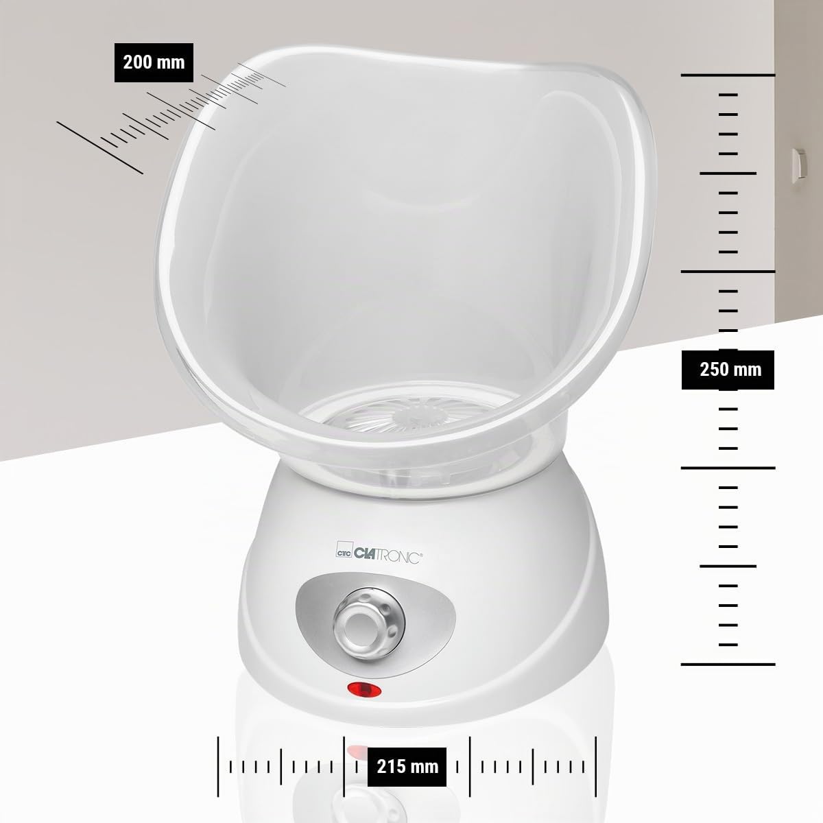 Clatronic GS 3656, inalatore per sauna facciale, inalatore, doccia nasale, rilassante con attacco aromatico, per bocca e naso, adatto per bambini, bianco», 130 watt