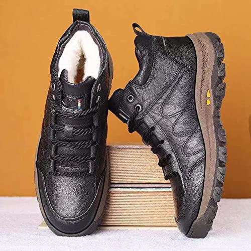 Yiozoi Men's Winter Snow Boots Warm Outdoor Short Work Boots Leisure and Daily Wear Comfortable High Top Windproof Walking Shoes3