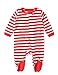 Footed Fleece Sleeper Red & White stripes 6-12 M