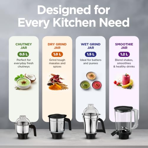 Preethi Store Preethi Boltz 1000W Mixer Grinder, 4 Jars, Superfine - Image 5