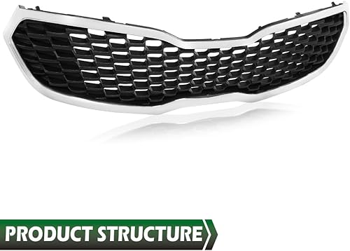 Miniatura 6 de GRAND ORANGE Parachoques delantero parrilla montaje cromo malla estilo compatible con Kia Forte SX/EX/LX 2014 2015 2016 KI1200156, 86350A7500