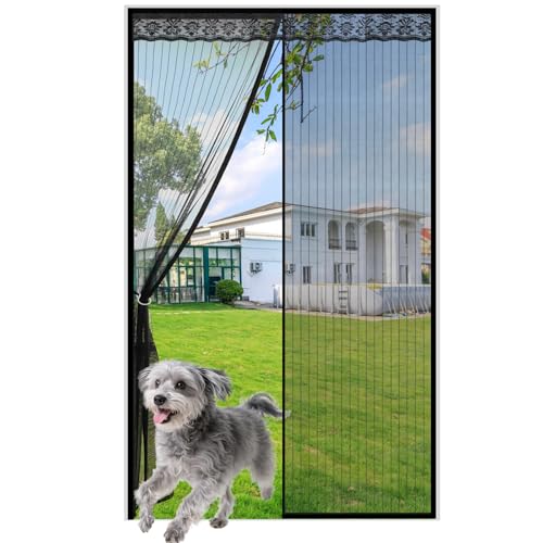 Mosquitera Puerta Magnetica, 90 x 210 CM, Mosquitera Cortina Puerta Magnetica Imantada Exterior, con Imanes más Potentes, con Velcro para Puertas de Balcón o Patio (Negra)