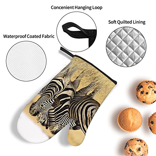 African Animals Print Oven Mitts Potholders Set Heat Resistant Oven Mitts Gloves Potholder For Cooking Grilling (4-Piece Set) #TOP4