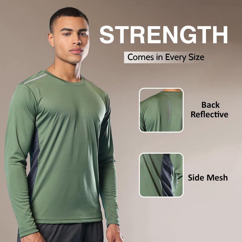 Image of CHKOKKO Gym T Shirts for Men Workout Solid Quick Dry Sports Men T-Shirts Breathable Lightweight Full Sleeve Regular Fit Round Neck Running Stylish Tshirt for man