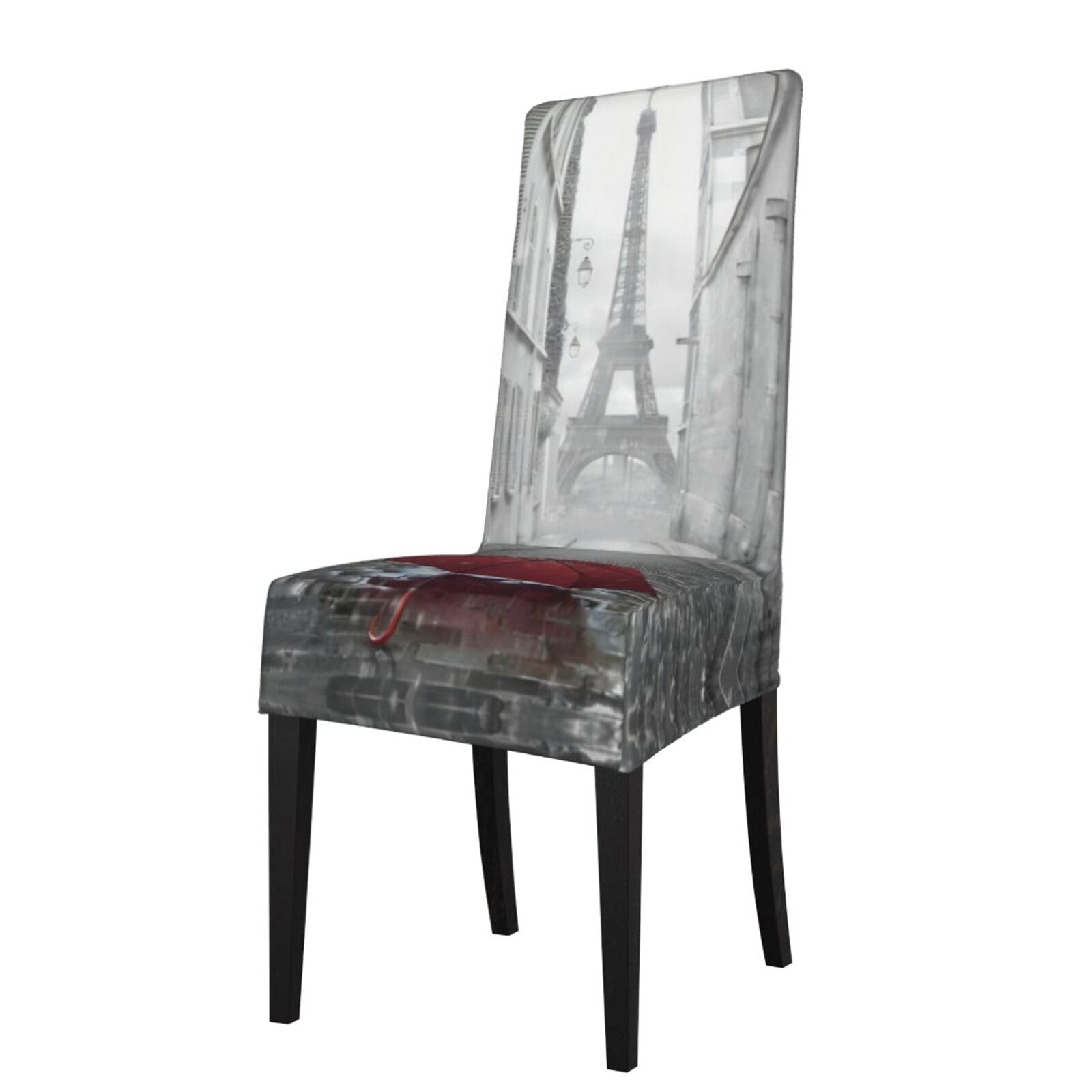 Yyhwhjde Black Eiffel Tower Paris Street Red Umbrella Prints Protection Cover For Dining Chair – Stretch Slipcovers For A Fresh, Refreshed Dining Room Look!