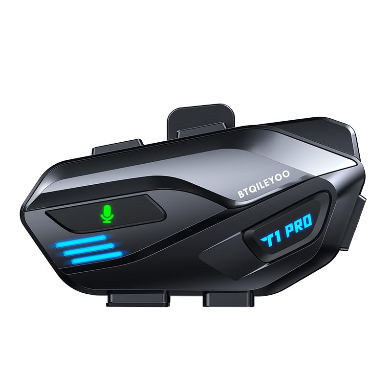 Motorcycle Bluetooth Headset, T1PRO Bluetooth 6.0 for Motorcycle 40H Playtime IPX67 Waterproof, Dual Device Connect, Auto-Answer Calls, HiFi Sound with Noise Cancellation
