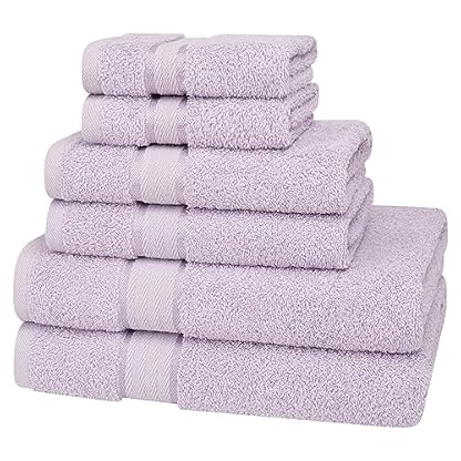 Dorlion Towels 6 Stück 100% türkische Baumwolle Handtuchset, 2 Badetücher, 2 Handtücher, 2 Waschlappen, weiche saugfähige Handtücher für Bad und Küche, Flieder Set – Bild 5