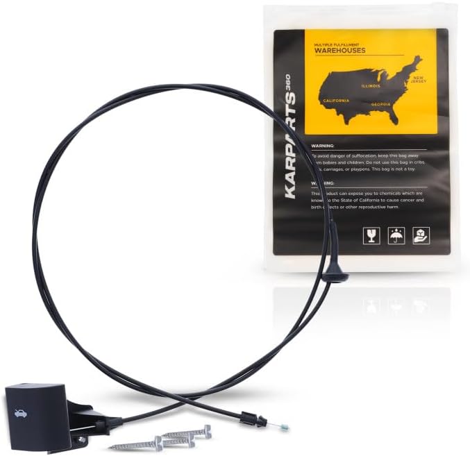 KarParts360 For Jeep Commander 2006 07 08 09 2010 Hood Release Cable | Texture Black | Plastic/Metal | 0.227 Volume CBF | With Handle | Replacement For 55394495AB