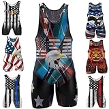 4 Time All American sublimated wrestling singlet (USA Black, XXXS/YM 41-50 lbs.)