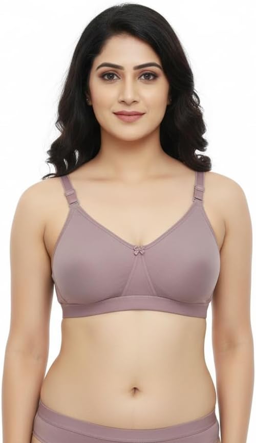 Women's Cotton Bras Marry Solid Non-Padded Full Cup Wirefree Full Coverage T-Shirt Bra for Women & Girl's