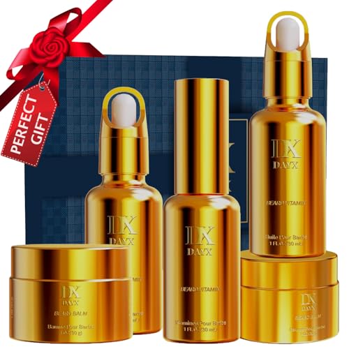 Beard Kit for Black Men: Beard Care Kit w/Balm, Oil & Vitamin Spray, All-Natural Ingredients for Men Grooming and Care, Ideal Fathers Day Birthday & Valentines Day Gifts for Him