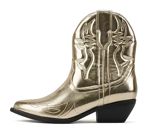 Soda Women Cowgirl Cowboy Western Stitched Ankle Boots Pointed Toe Short Booties Rigging-S (Wide Fit Available)