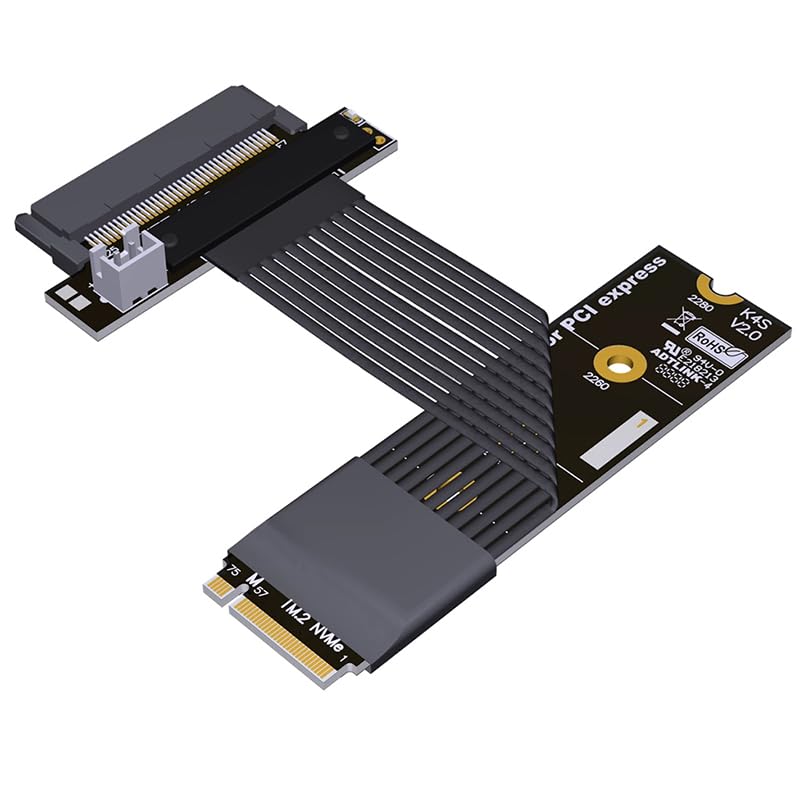 JMT ADT-K47 M.2 NVMe to U.2 SFF-8639 SSD Extension Cable PCIe 5.0 x4 128Gbps Signal Adapter (15CM,K47SF-BK)