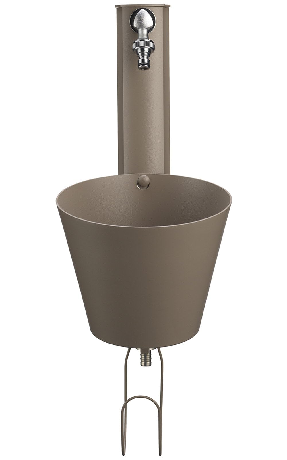 Wandbrunnen für den Garten mit Doppelhahn, 49 x 23 x 26,6 cm, belfer 42/PRS, Taupe