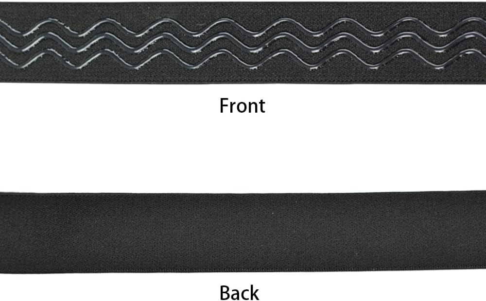 YANTAISIYU Black Elastic Band, 1 Inch x 6 Yard, Wavy-Shape Silicone Grip, Non-Slip, Wig Making Accessories