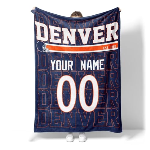 Image of ANTKING Denver Throw Blanket for Men Women Boy Custom Name and Number Gifts