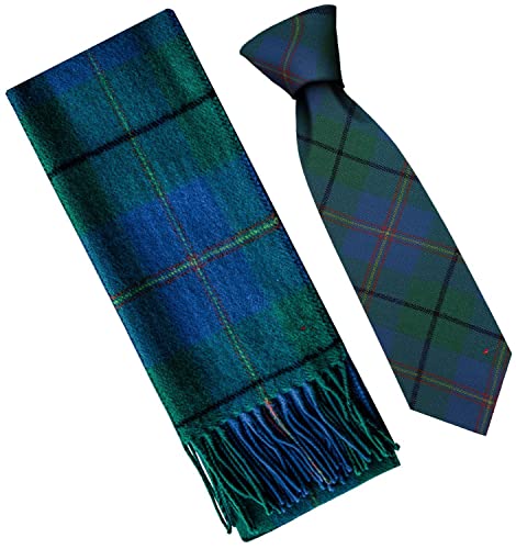 Ensemble Carmichael I LUV LTD : écharpe et cravate en laine d'agneau tartan