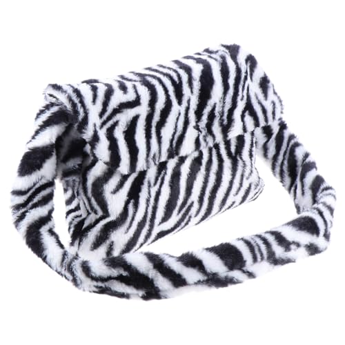 Sac bandoulière en peluche zèbre femme grand volume fermeture magnétique