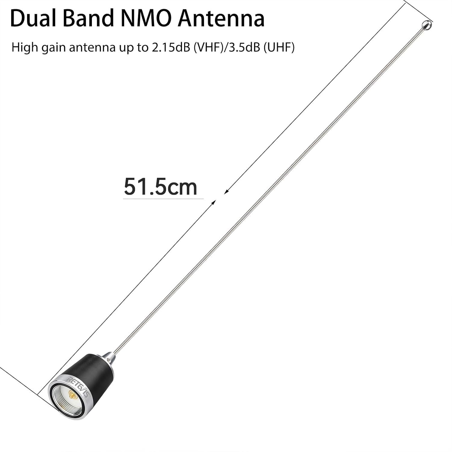 Retevis MR200 NMO dwuzakresowa antena samochodowa 2 m/70 cm 144/430 MHz antena magnetyczna z podstawą antenową i kablem koncentrycznym RG58, kompatybilna z Retevis RT95 ICOM Kenwood Yaesu TYT Amateur