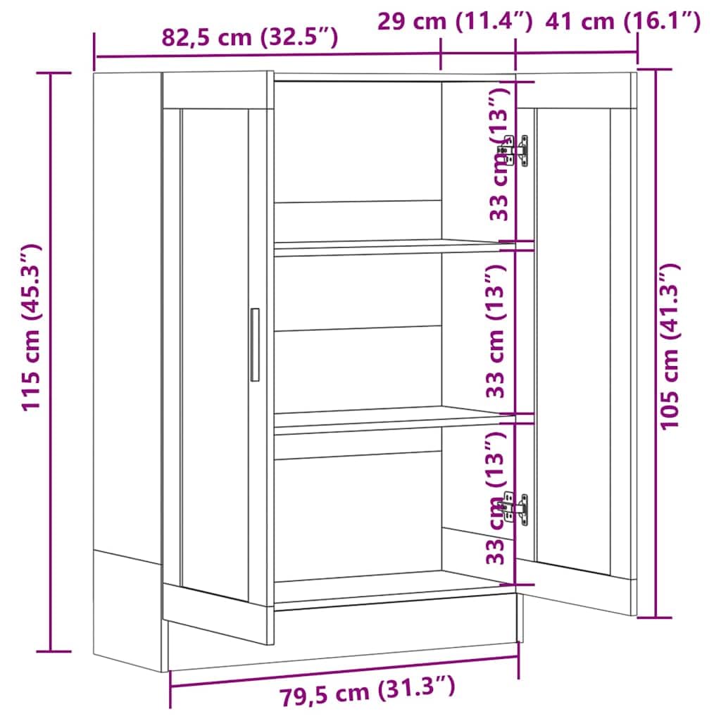 Szafa z witryny Sonoma szara, 82,5 x 30,5 x 115 cm, materiał drewnopochodny z 3 półkami i szklanymi drzwiami, do salonu, gabinetu, korytarza, pokoju dziecięcego, biblioteki, miejsca do