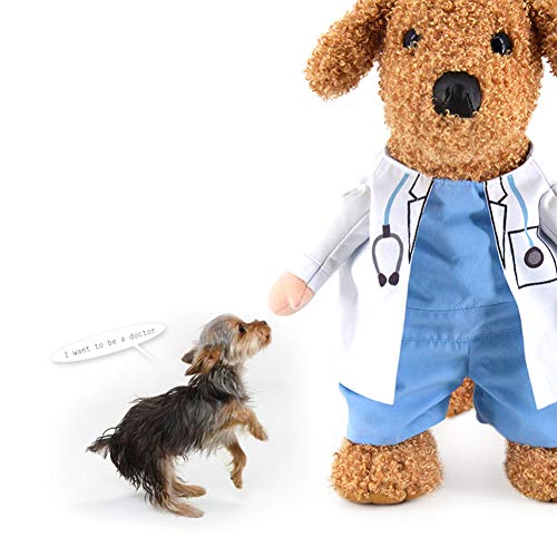 WORDERFUL Dog Cat Doctor Costume Pet Doctor Clothing Halloween Cat Jeans Outfit Apparel for Halloween Chrismas
