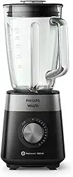 Philips Walita Preto Liquidificador Série 5000, Jarra Vidro, Copo de 2 L, Copo de 2 L, Lâminas removíveis, 1200W, 220V (RI2242/92)