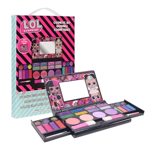 L.O.L Surprise! Townley Girl Set Cosmético Compacto Con Espejo 14 Brillos De Labios, 4 Brillos Corporales, 4 Pinceles, Colorido, Portátil, Plegable, Maquillaje, Kit De Belleza Para Niñas|