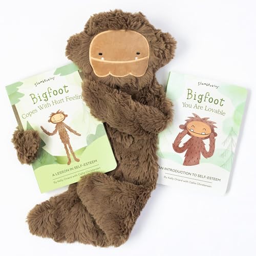 Image of Slumberkins Bigfoot Snuggler & 2 Board Books Complete Set Bundle | Soft Plush Toy for Ages 0+ | Enhances Self-Esteem & Positive Relationships (Bigfoot Snuggler Plush + 2 Board Books)