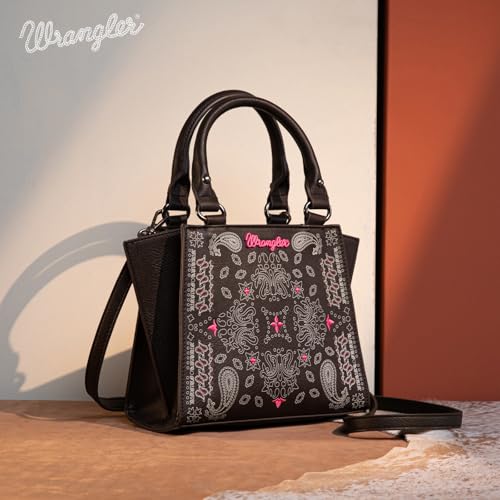 Image of Wrangler Small Tote Purse Cute Women's Handbags Western Paisley Print Satchel Bags