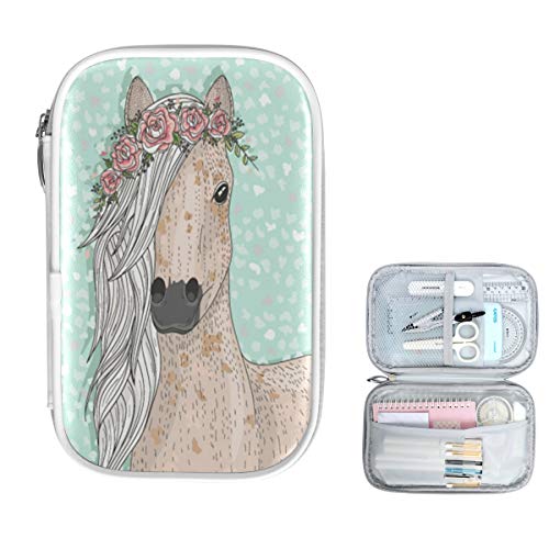 Image of Animal Floral Horse Pencil Bag Case Zipper Pencil Holder Organizer Stationary Pen Bag Cosmetic Makeup Bag Pouch Purse for School Office Supplies