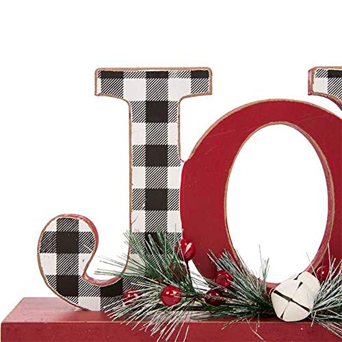 Glitzhome Joy Christmas Centerpiece Table Decorations 11.42 Inches Wooden Joy Decorative Display Sign On Table Or Fireplace Christmas Table Decor Rustic Xmas Desk Decoration For Home And Kitchen #TOP2
