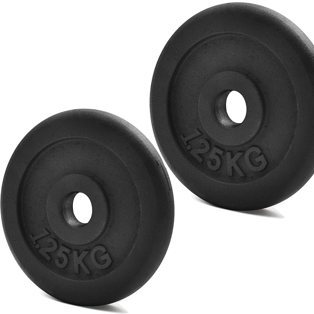 KK Cast iron Weight Plate Set For 1 Inch Barbell Bar Cast iron Weight Disc Pair-2 x 2.5kg, 5kg or 10kg Barbell Weight Plates-Dumbbell Plates for Home
