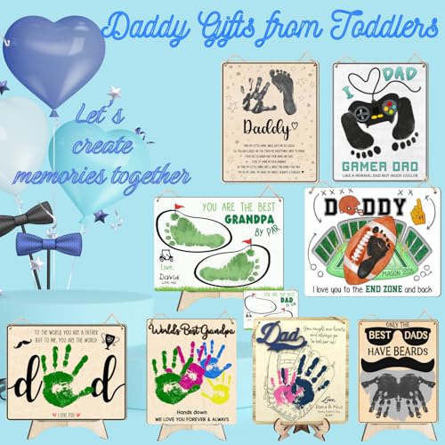 Image of Dad Handprint Footprint Art Craft, Fathers Day Gift, Sign, Plaque, Father Birthday Gift, DIY Baby Kids Card, Toddler Preschool Craft, Children Toddler Baby Keepsake, to The World You are a Father