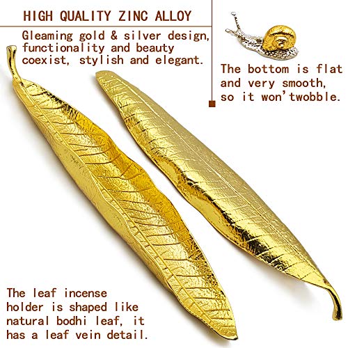 Incense Holder Set - Leaf and Snail Incense Burner,Incense Holders for Sticks Ash Catcher,Durable Zinc Alloy Materia,Modern Natural Design,Incense Ash Catcher Tray,Best for Meditation,Yoga,Home,Office