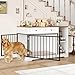 FirFurd Hundekäfig Möbel 120cm breit Hundebox für Zuhause Hundehütte Hundezwinger Hundekäfig aus Metall und Holz Hundebox mit 2 Schubladen 120 x 87 x 60 cm Braun & Weiß