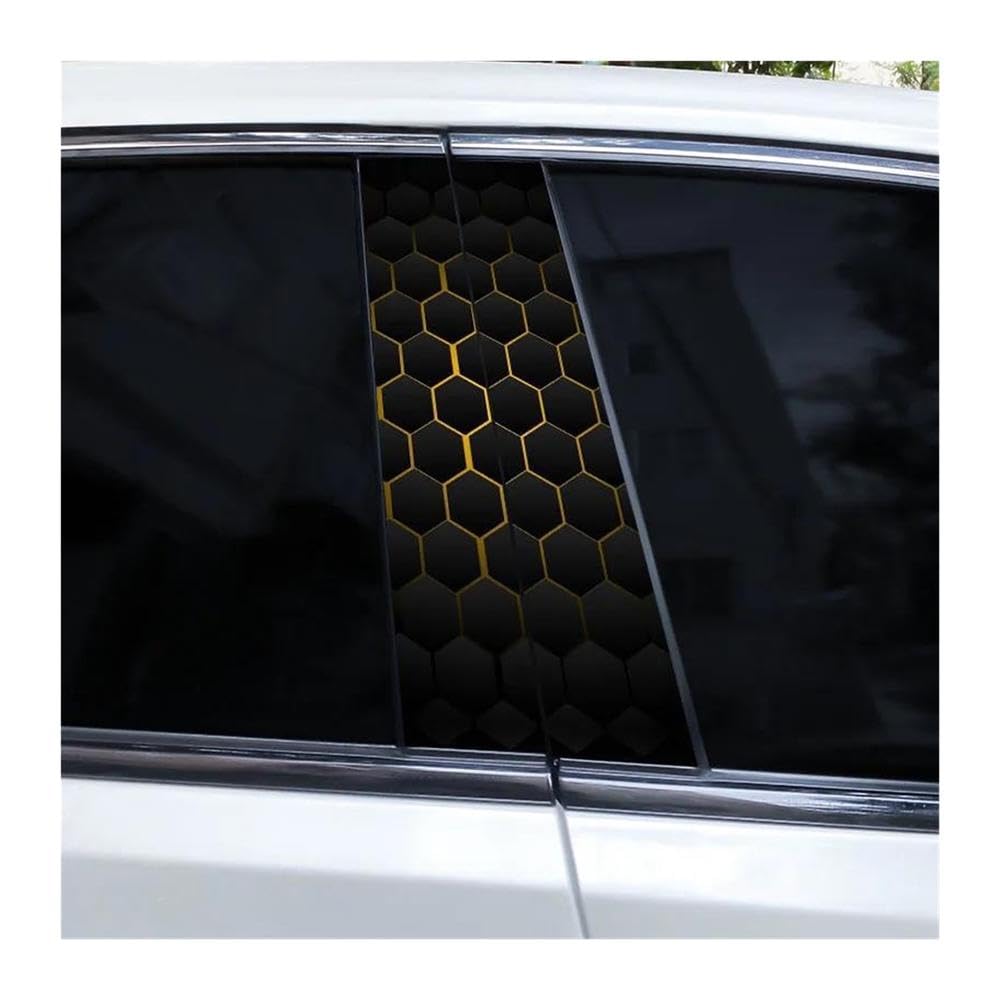 Body Parts 2pcs Car Center Pillar Sticker Honeycomb Universe Auto B-Pillar Waterproof Protective Film(Q)