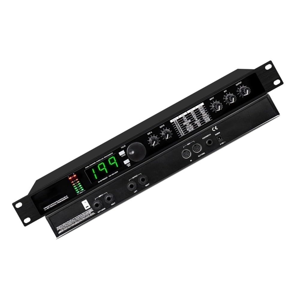 Gax-4II Pro Digital Reverb Audio Procesador para efectos DSP Voz Micrófono Ecualizador 99 Presets 199 Memoria Metal Negro Estudio Escenario