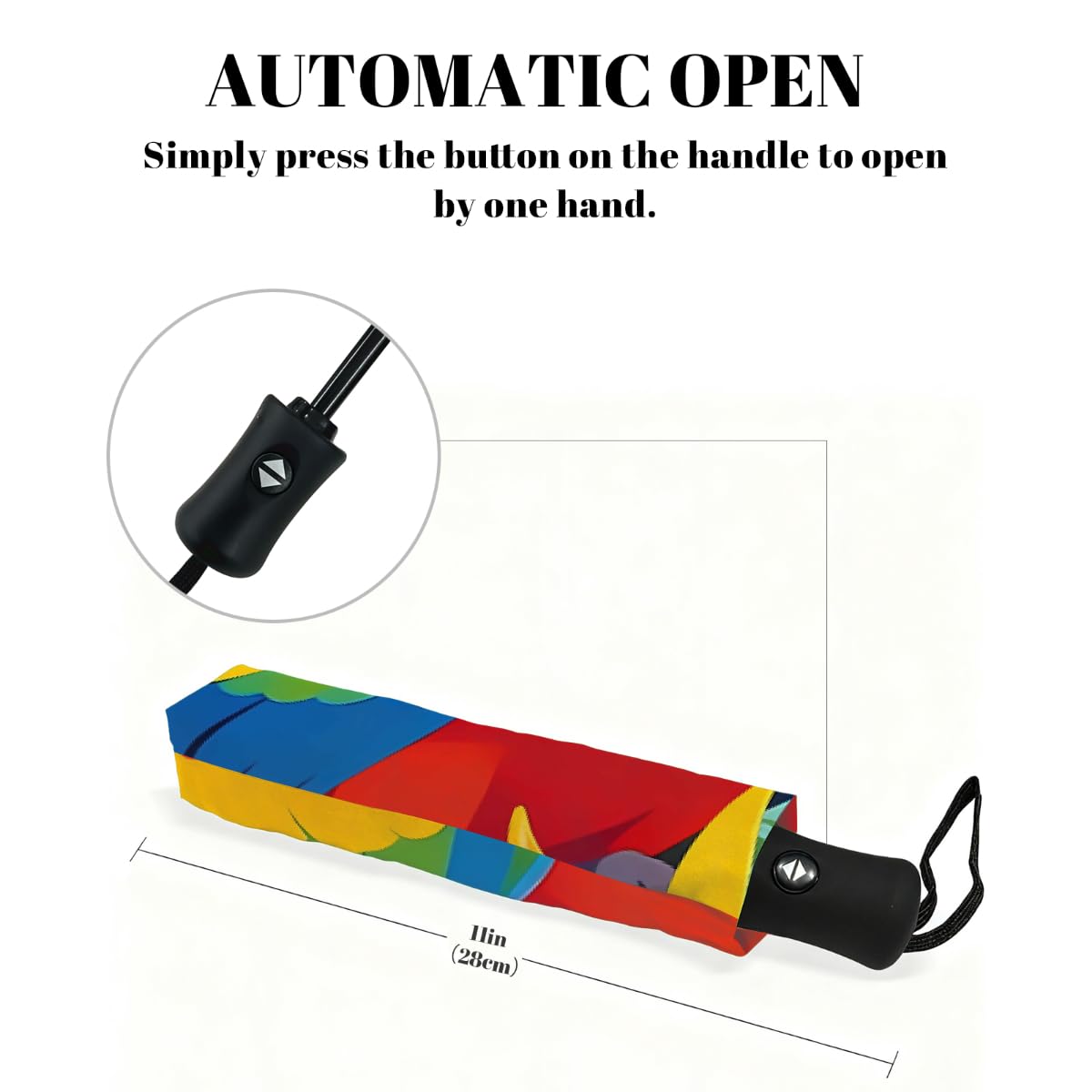 Vinatge Ombrello da viaggio pieghevole con foglie tropicali, compatto, antivento, impermeabile, con protezione UV, rivestimento nero, leggero, 8 costole, portatile, per pioggia e sole