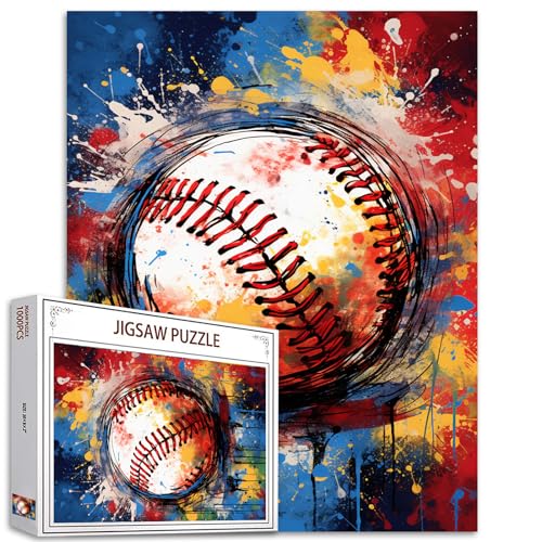 Baseball Sports Jigsaw Puzzles 1000 Pieces for Adults, Families (Graffitic Banksy, Extreme Sports Pieces Fit Together Perfectly 19.7''x27.6''inch Ball Gameing Frameable Magic Puzzle Art